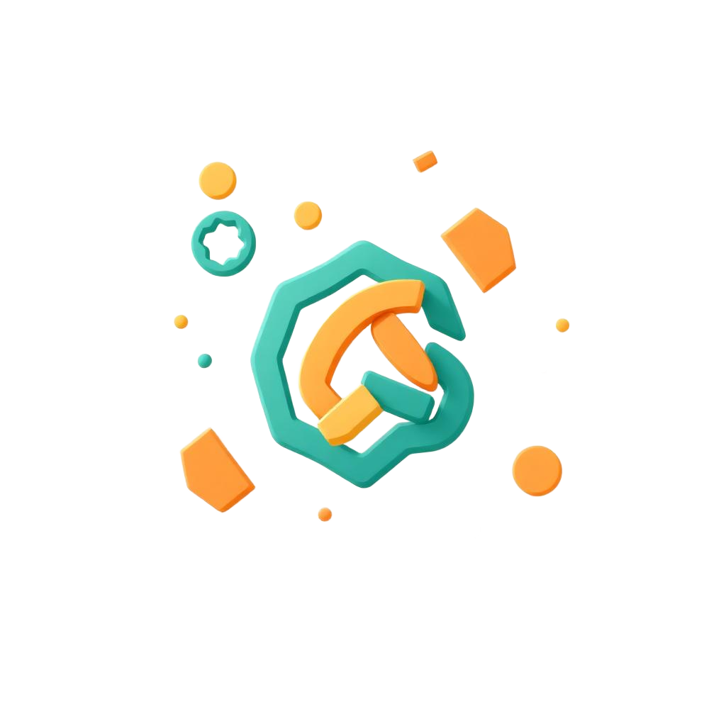 3D logo design illustration with brand marks and color swatches
